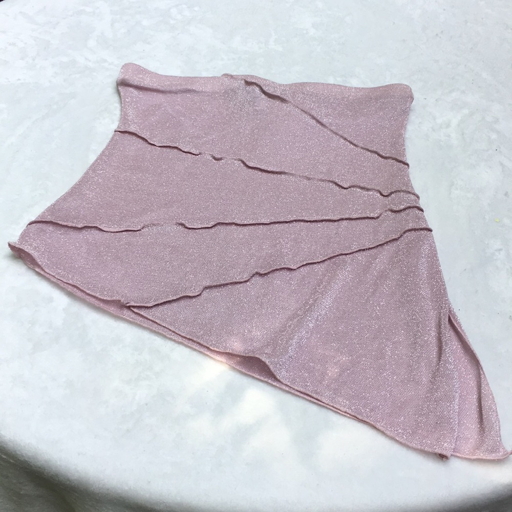 Pink Silver Gathered Waist Slim Fit Bandeau Top
